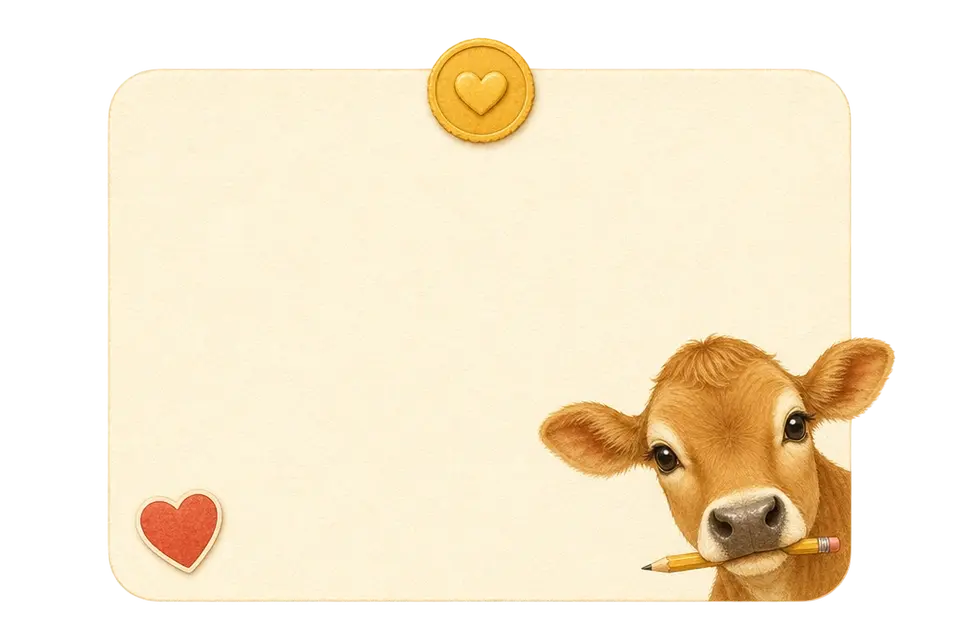Preview of the handwritten cow gift note